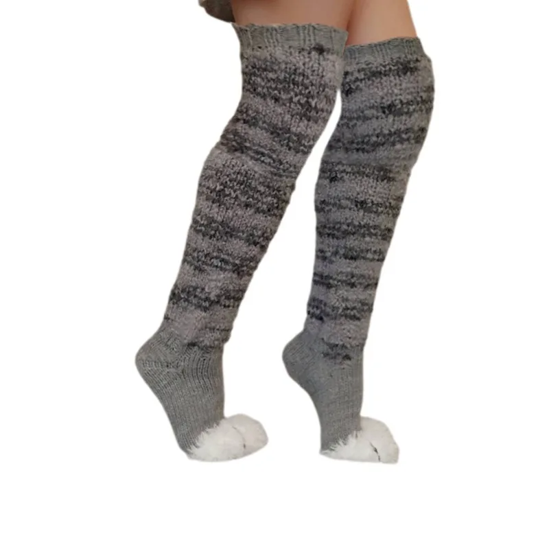 Осенние и зимние европейские и американские вязаные полосатые носки с кошачьими когтями, длинные вязаные носки выше колена для женщин
Осенние и зимние европейские и американские вязаные полосатые носки с кошачьими когтями, длинные вязаные носки выше колена для женщин