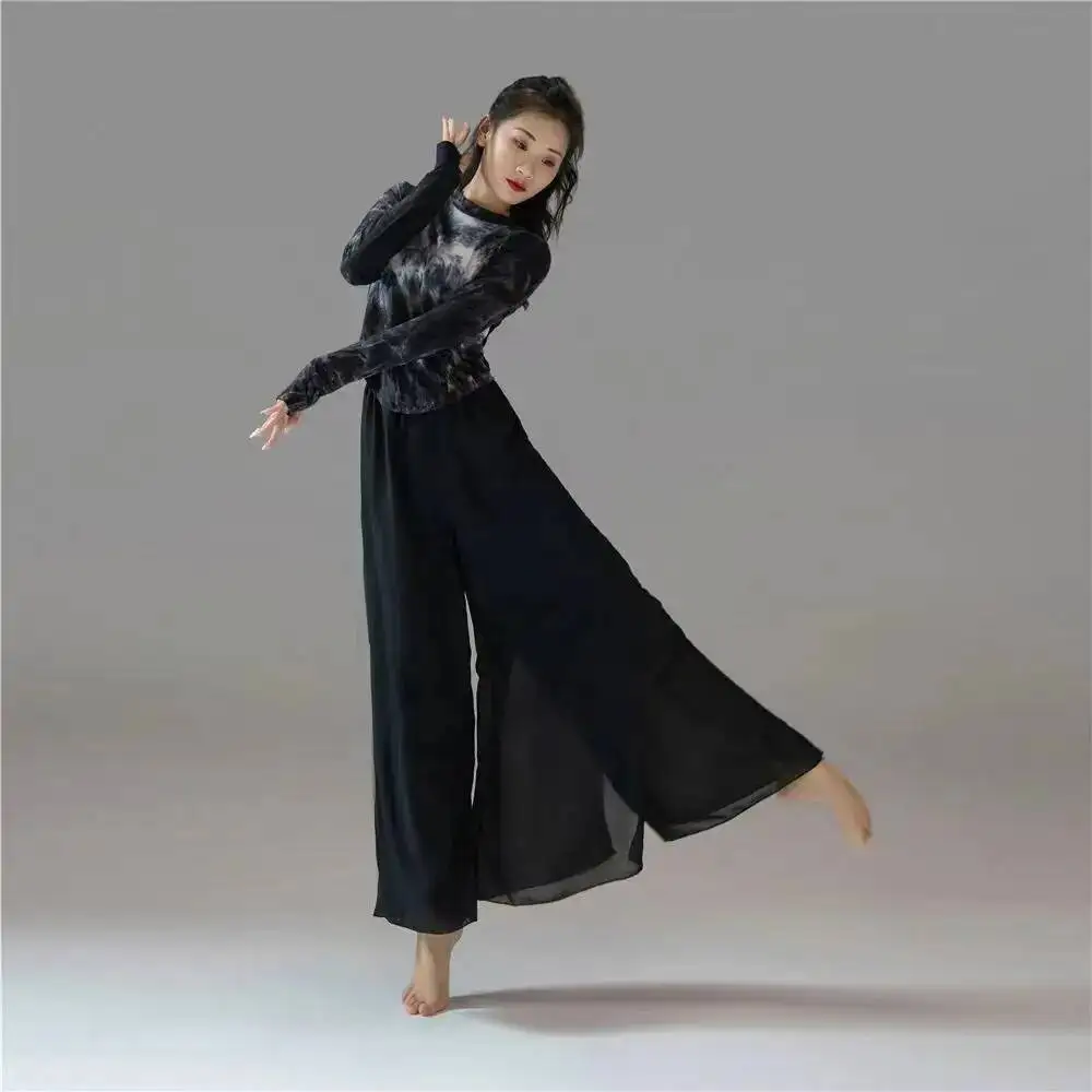New Modern Dance Classical Dance Black Tie-dye Top Performance Practice Costume Yoga Flowing Chiffon Wide Leg Pants
New Modern Dance Classical Dance Black Tie-dye Top Performance Practice Costume Yoga Flowing Chiffon Wide Leg Pants