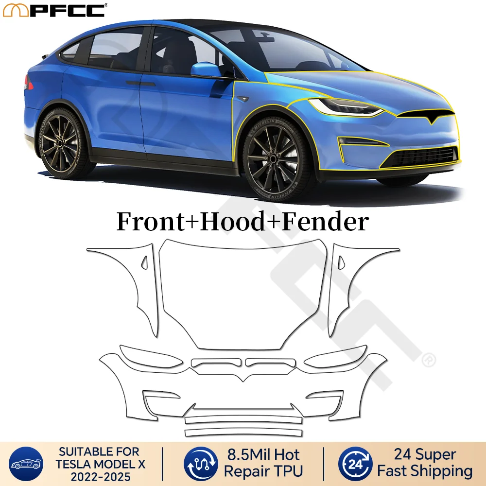 Для Tesla Model X 2022-2025: Комплект прозрачной защитной пленки из ТПУ/ППФ для капота и крыльев, глянцевая самовосстанавливающаяся виниловая пленка, предварительно вырезанная
Для Tesla Model X 2022-2025: Комплект прозрачной защитной пленки из ТПУ/ППФ для капота и крыльев, глянцевая самовосстанавливающаяся виниловая пленка, предварительно вырезанная
