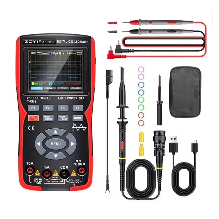 004 ZOYI/ZT703S 3in1 Digital Multimeter electric equipment 280MS Dual Channel Storage 3.5 Inch Multimeter Handheld Oscilloscope
004 ZOYI/ZT703S 3in1 Digital Multimeter electric equipment 280MS Dual Channel Storage 3.5 Inch Multimeter Handheld Oscilloscope