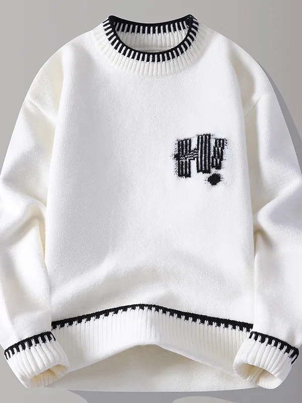 Новый осенне-зимний мужской свитер с круглым вырезом, с цветными блоками и буквенным принтом, свободный вязаный свитер с длинными рукавами, повседневный модный шерстяной свитер
Новый осенне-зимний мужской свитер с круглым вырезом, с цветными блоками и буквенным принтом, свободный вязаный свитер с длинными рукавами, повседневный модный шерстяной свитер