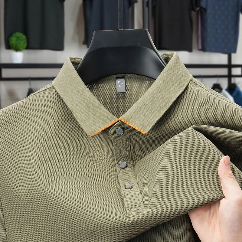 100% Pure Cotton Business Short Sleeve Polo Shirt for Men Summer Thin Style High-End Collar Casual Polo Shirt Men's Wear
100% Pure Cotton Business Short Sleeve Polo Shirt for Men Summer Thin Style High-End Collar Casual Polo Shirt Men's Wear