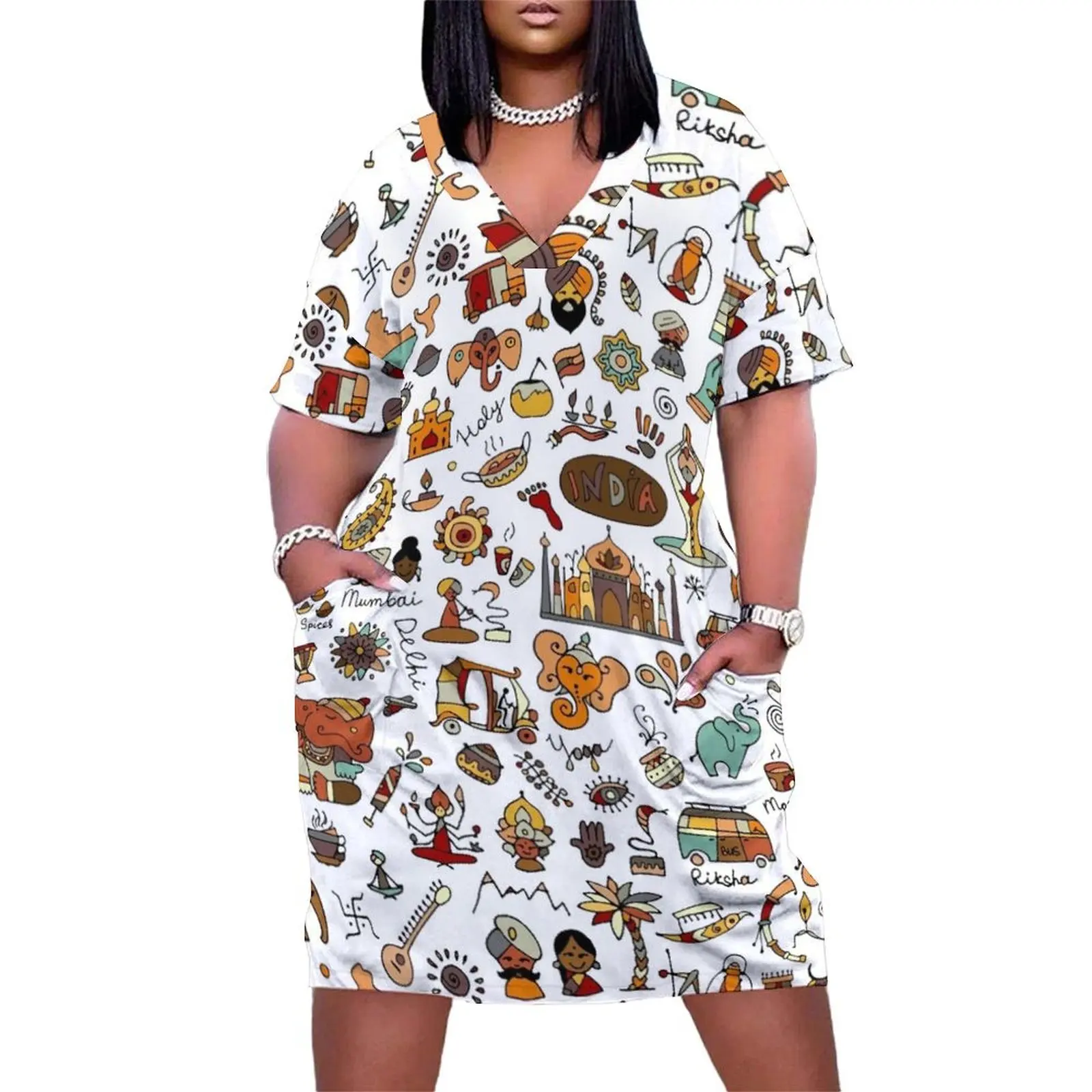 Travel to India Loose Pocket Dress elegant women's sets Elegant gown sensual sexy dress for women
Travel to India Loose Pocket Dress elegant women's sets Elegant gown sensual sexy dress for women