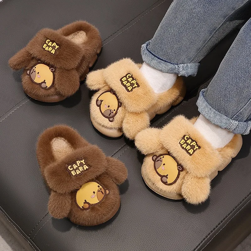 Winter Capybara Children Slippers Cute Fluffy Cotton Slippers 2025 New Warm Comfortable Indoor Cartoon Plush Floor Home Slippers
Winter Capybara Children Slippers Cute Fluffy Cotton Slippers 2025 New Warm Comfortable Indoor Cartoon Plush Floor Home Slippers