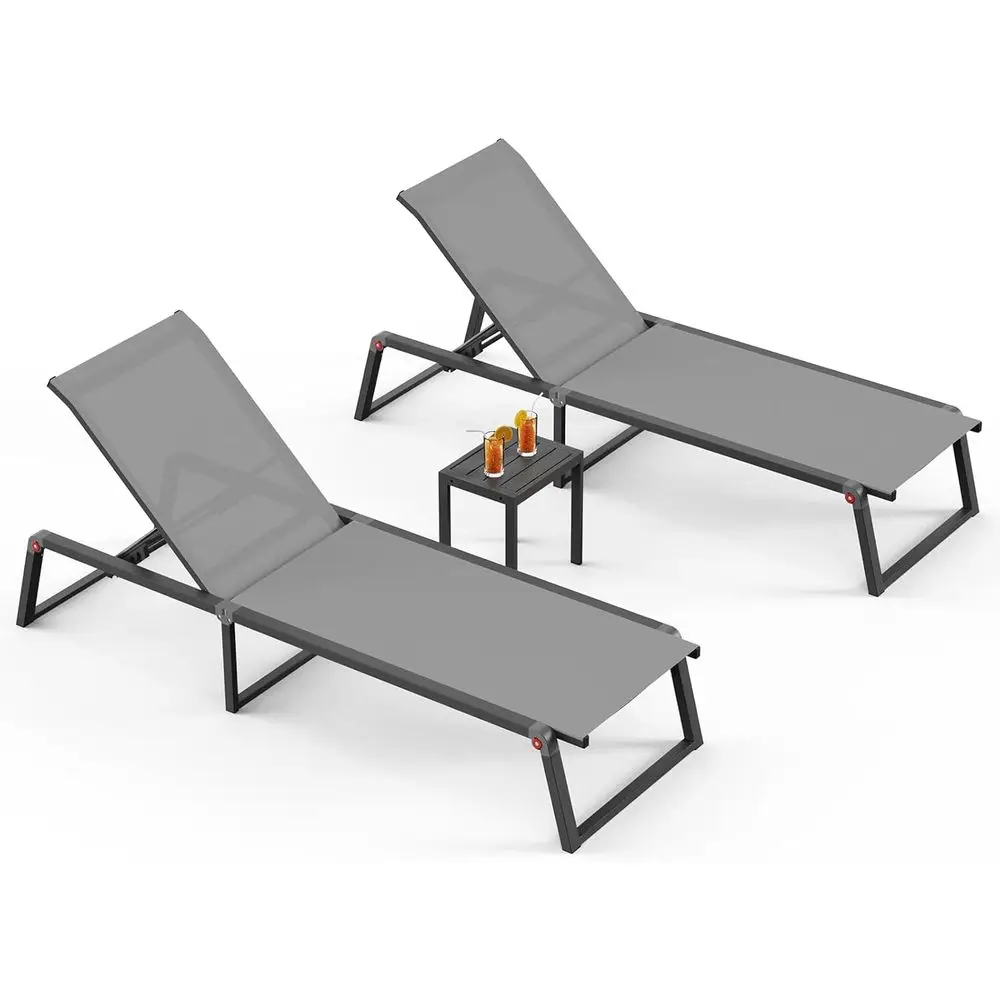 Pool Lounge Chairs Set o 2 with 1 Side Table, oldable 5-Position Lounge Chirs or Outside Poolside, ully Grounded Legs Sun Lounge
Pool Lounge Chairs Set o 2 with 1 Side Table, oldable 5-Position Lounge Chirs or Outside Poolside, ully Grounded Legs Sun Lounge