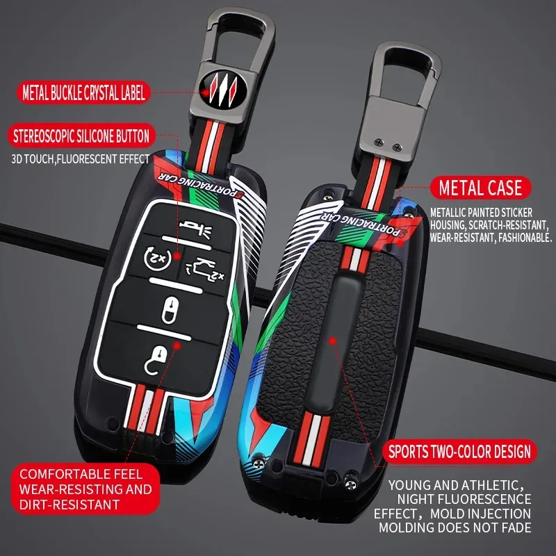 Racing style Metal+silicone Car key case cover protector shell for Dodge RAM 1500 2500 RAM1500 RAM2500 TRX 2021 2022 Accessories
Racing style Metal+silicone Car key case cover protector shell for Dodge RAM 1500 2500 RAM1500 RAM2500 TRX 2021 2022 Accessories