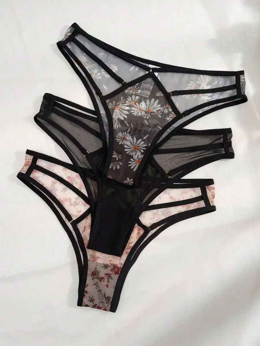 3 Pack Floral Print Mesh Cut Out Panties Women Lingerie
3 Pack Floral Print Mesh Cut Out Panties Women Lingerie