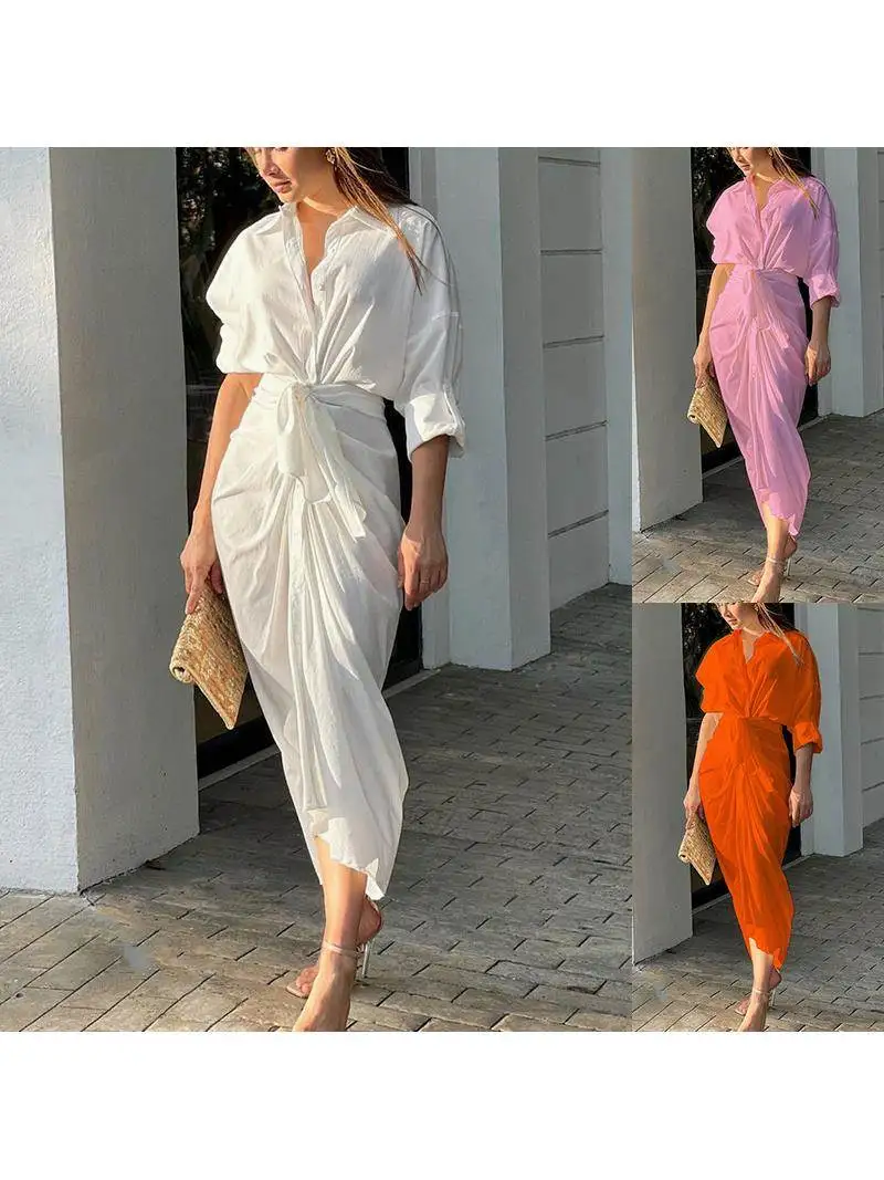 Women's Long Sved irt Dr Commute Sle Straight Knot Long Sve Collar Regular Length Pure Color Warmth
Women's Long Sved irt Dr Commute Sle Straight Knot Long Sve Collar Regular Length Pure Color Warmth