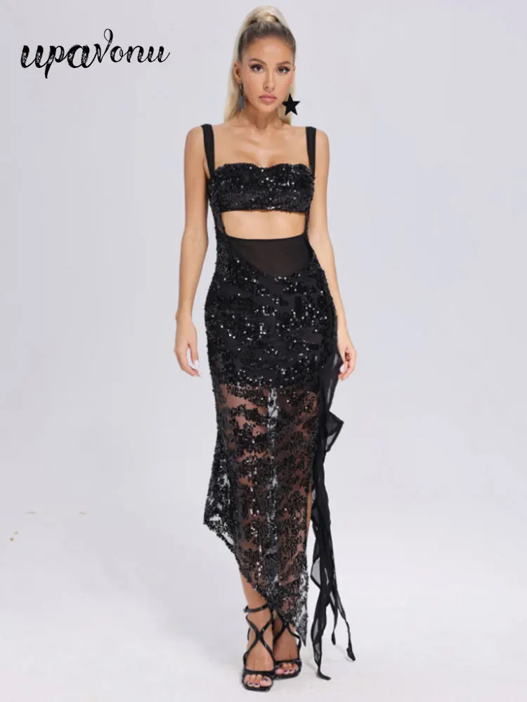 2024 New Sexy Women's sequins Asymmetric Dress with Sleeveless Bodycon Hollow Midi Dresses Celebrity Evening Party Vestidos
2024 New Sexy Women's sequins Asymmetric Dress with Sleeveless Bodycon Hollow Midi Dresses Celebrity Evening Party Vestidos