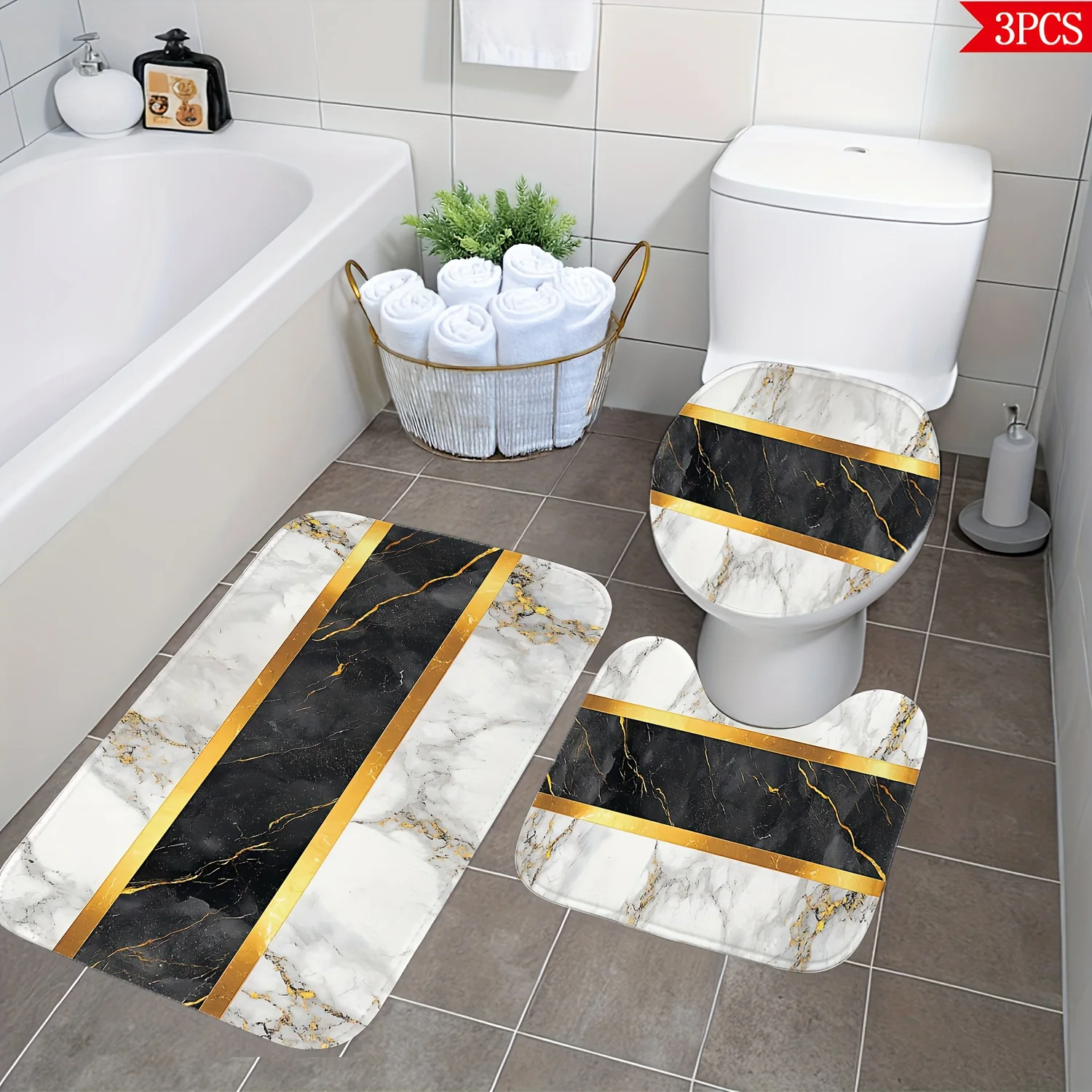 Marble Gold 3pc Bath Set – Flannel Toilet Cover, U Mat & Floor Rug, Soft Non-Slip Luxury Bathroom Decor
Marble Gold 3pc Bath Set – Flannel Toilet Cover, U Mat & Floor Rug, Soft Non-Slip Luxury Bathroom Decor