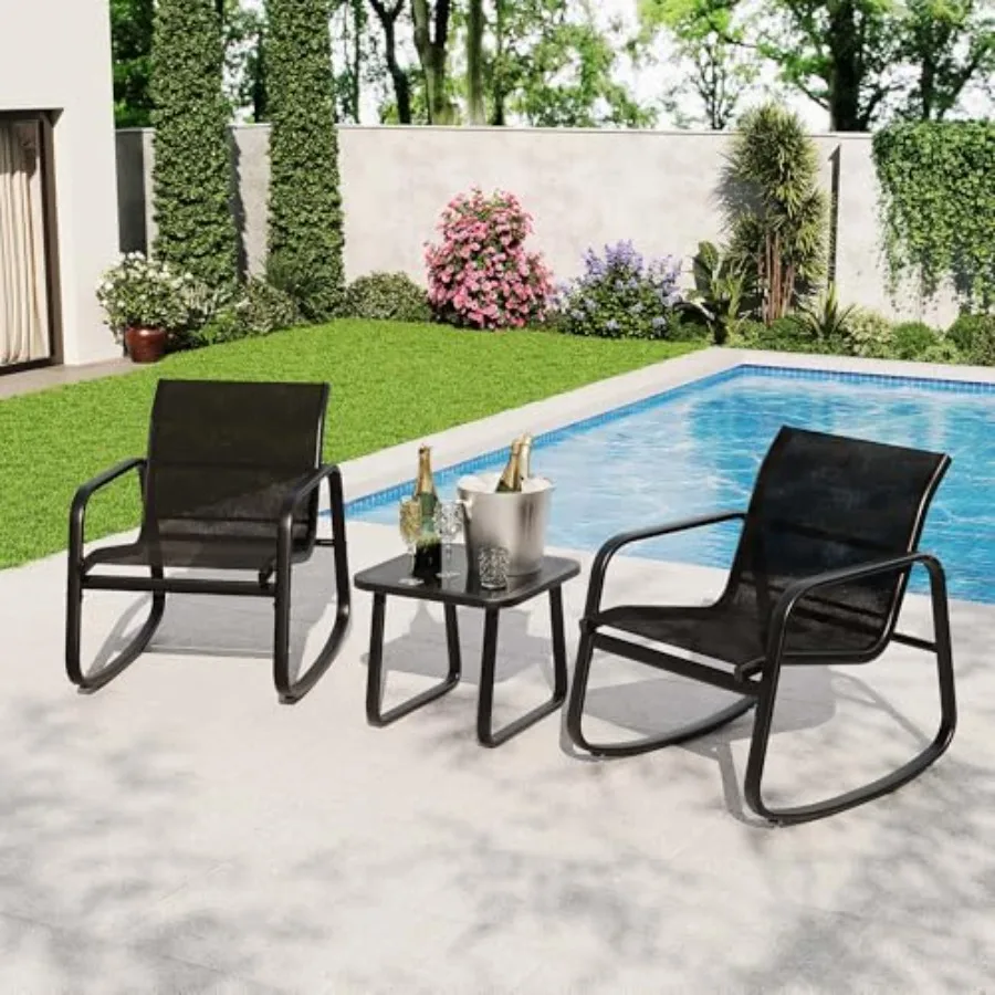 3 Piece Outdoor Rocking Bistro Set with Textilene Fabric and Iron Armrests in Beige for Lawn Porch Balcony Poolside with Coffee
3 Piece Outdoor Rocking Bistro Set with Textilene Fabric and Iron Armrests in Beige for Lawn Porch Balcony Poolside with Coffee