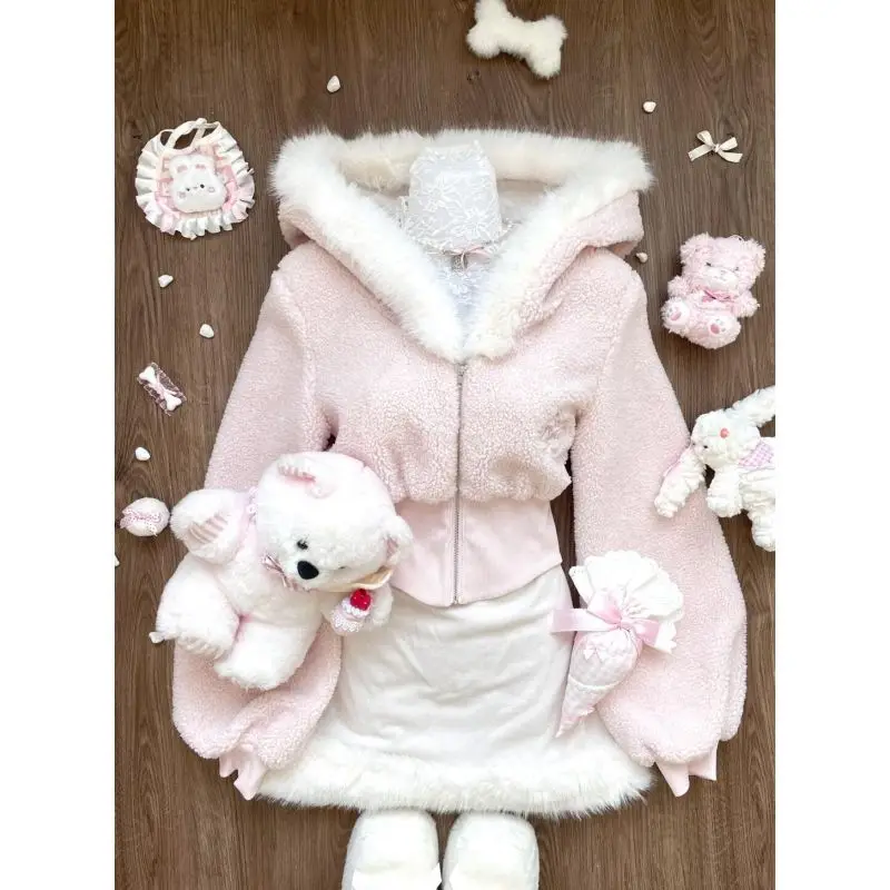 2025 Spring Fur Collar Patchwork Cropped Zip Up Hoodie + Plush Strap Dress Two Piece Sets Womens Outifits Sweet Girl Y2k Suits
2025 Spring Fur Collar Patchwork Cropped Zip Up Hoodie + Plush Strap Dress Two Piece Sets Womens Outifits Sweet Girl Y2k Suits