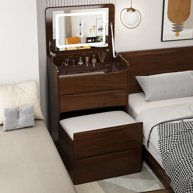 Solid wood dressing table, small bedroom, modern and minimalist small unit, bedside bucket cabinet, makeup table, integrated fli
Solid wood dressing table, small bedroom, modern and minimalist small unit, bedside bucket cabinet, makeup table, integrated fli