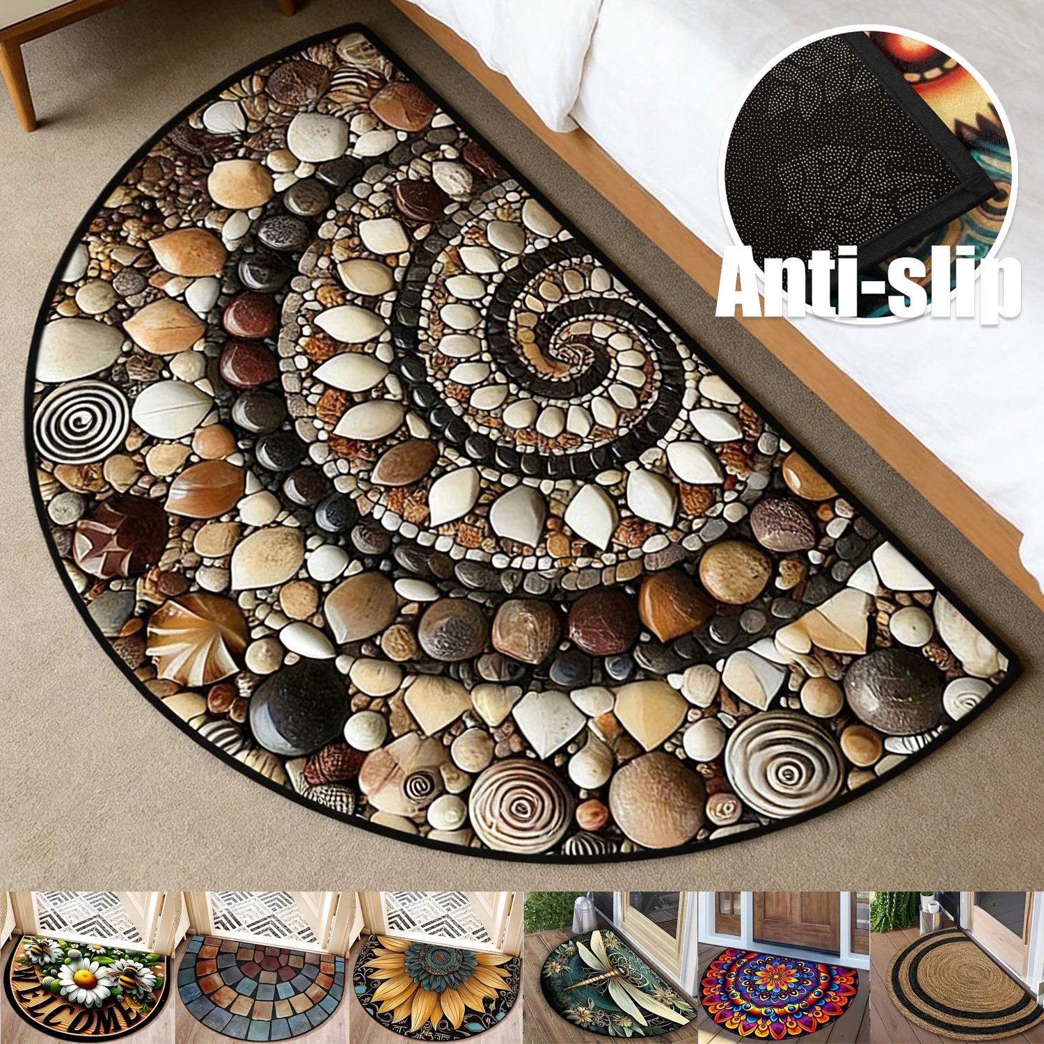 Non Slip Flower Carpets Absorbent Welcome Rugs Half Round Doormat Washable Entrance Mat Indoor Outdoor for Kitchen Room Bathroom
Non Slip Flower Carpets Absorbent Welcome Rugs Half Round Doormat Washable Entrance Mat Indoor Outdoor for Kitchen Room Bathroom
