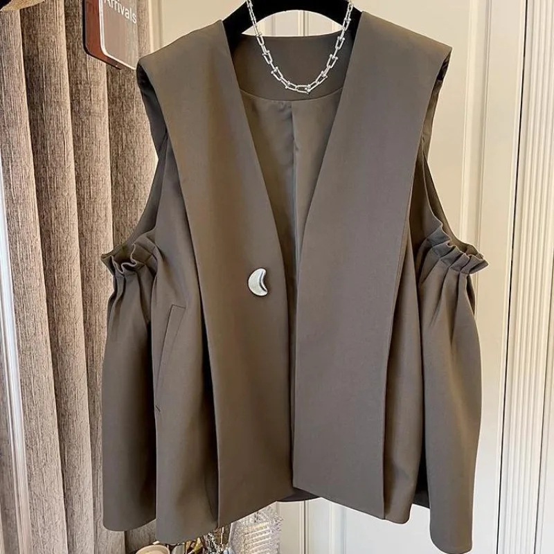 Women's Loose Fit Casual Pleated Umbrella Shape A-line Suit Vest Waistcoat Comfortable Warm Denim Vest Jackets for Women
Women's Loose Fit Casual Pleated Umbrella Shape A-line Suit Vest Waistcoat Comfortable Warm Denim Vest Jackets for Women