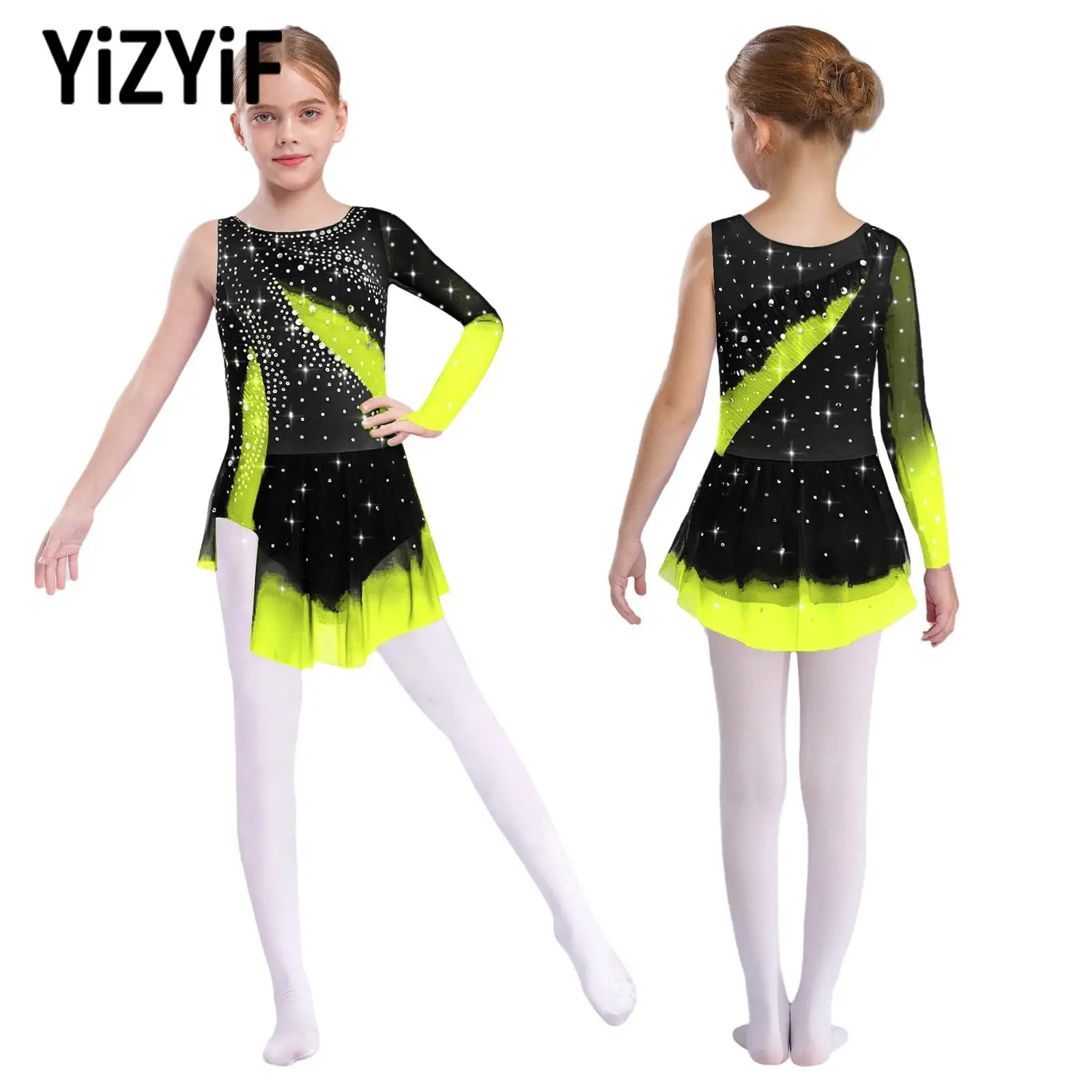 Kid Girl Figure Ice Skating Leotards Dresses Shiny Rhinestones Contrast Color Bodysuit for Ballet Lyrical Modern Dance Gymnastic
Kid Girl Figure Ice Skating Leotards Dresses Shiny Rhinestones Contrast Color Bodysuit for Ballet Lyrical Modern Dance Gymnastic