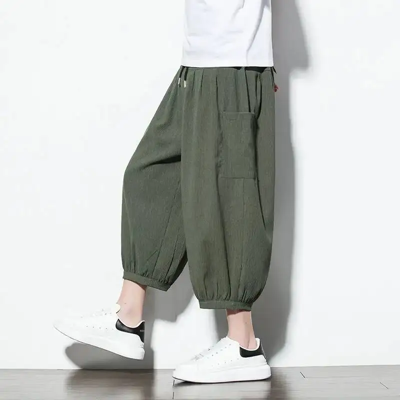 Summer Solid Loose Men Ankle Length Pants Streetwear Fashion Big Size Male Clothing Elastic Waist Casual Thin Wide Leg Trousers
Summer Solid Loose Men Ankle Length Pants Streetwear Fashion Big Size Male Clothing Elastic Waist Casual Thin Wide Leg Trousers