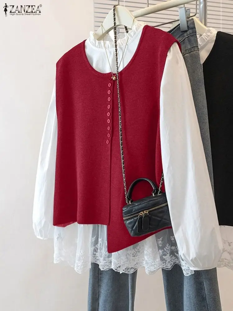 ZANZEA женские элегантные кружевные рубашки 2025 модные лоскутные блузки с длинным рукавом воротник-стойка повседневные свободные туники топы пуговицы Blusas
ZANZEA женские элегантные кружевные рубашки 2025 модные лоскутные блузки с длинным рукавом воротник-стойка повседневные свободные туники топы пуговицы Blusas