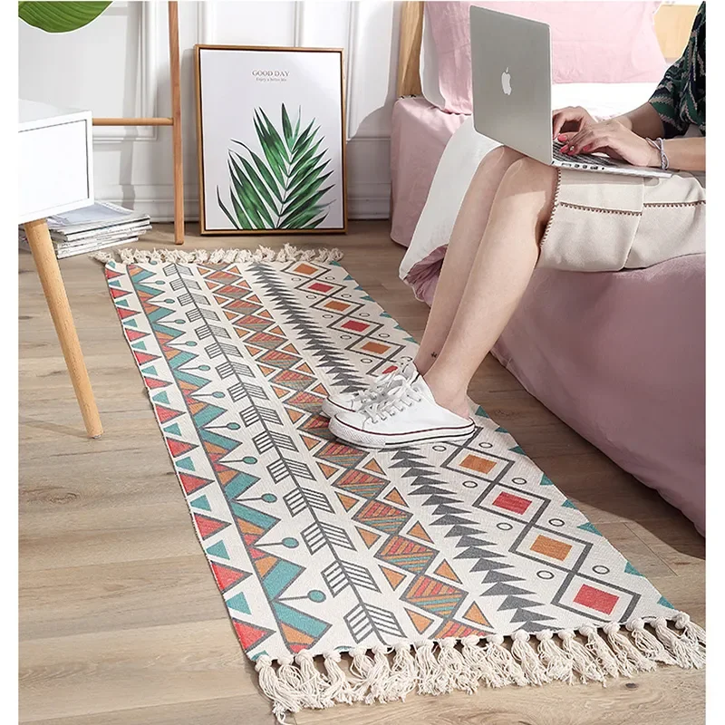 Home Boho Decoration Luxury Bohemia Ethnic Style Cotton Linen Soft Carpet Handmade Tassel Rug Living Room Bedside Floor Mat Pad
Home Boho Decoration Luxury Bohemia Ethnic Style Cotton Linen Soft Carpet Handmade Tassel Rug Living Room Bedside Floor Mat Pad