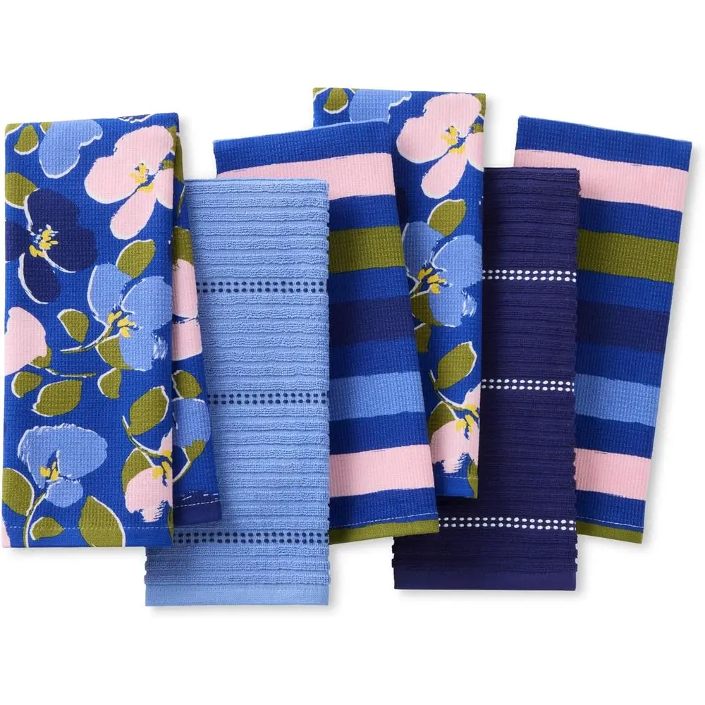 6-Piece Cotton Kitchen Towel Set, Artistic Stripes, Blue/Green/Rose, 17x28
6-Piece Cotton Kitchen Towel Set, Artistic Stripes, Blue/Green/Rose, 17x28