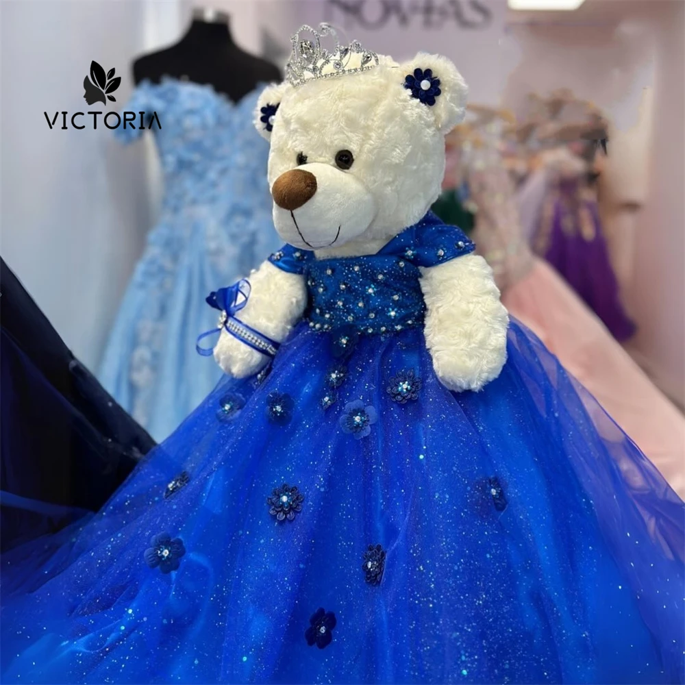 Royal Blue 3D Flowers Personalized Quinceanera Teddy Bear Dress Sweetheart Lace Flowers Appliques Crystals Bead Off The Shoulder
Royal Blue 3D Flowers Personalized Quinceanera Teddy Bear Dress Sweetheart Lace Flowers Appliques Crystals Bead Off The Shoulder