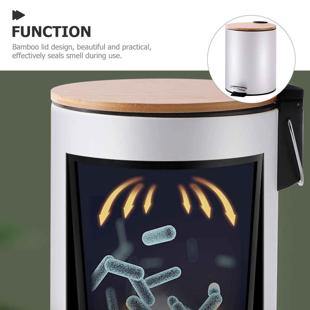 Bamboo Lid Trash Can 5L Quiet Slow Closing Waste Bin Kitchen Living Room Bathroom Step On Garbage Container Wastebasket
Bamboo Lid Trash Can 5L Quiet Slow Closing Waste Bin Kitchen Living Room Bathroom Step On Garbage Container Wastebasket