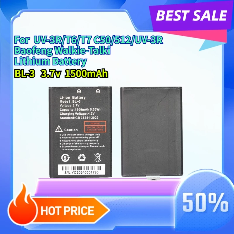 For Baofeng Battery BL-3 Compatible with UV-3R/T6/T7 C50/512/UV-3R Baofeng Walkie-Talkie Lithium Battery
For Baofeng Battery BL-3 Compatible with UV-3R/T6/T7 C50/512/UV-3R Baofeng Walkie-Talkie Lithium Battery