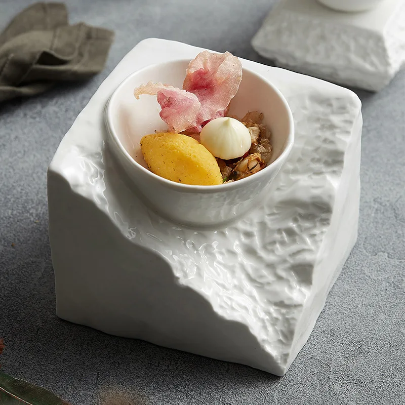 soup bowl with ceramic stone pattern, salad bowl, molecular gastronomy tableware, irregular art dish, white cold dish bowl.
soup bowl with ceramic stone pattern, salad bowl, molecular gastronomy tableware, irregular art dish, white cold dish bowl.