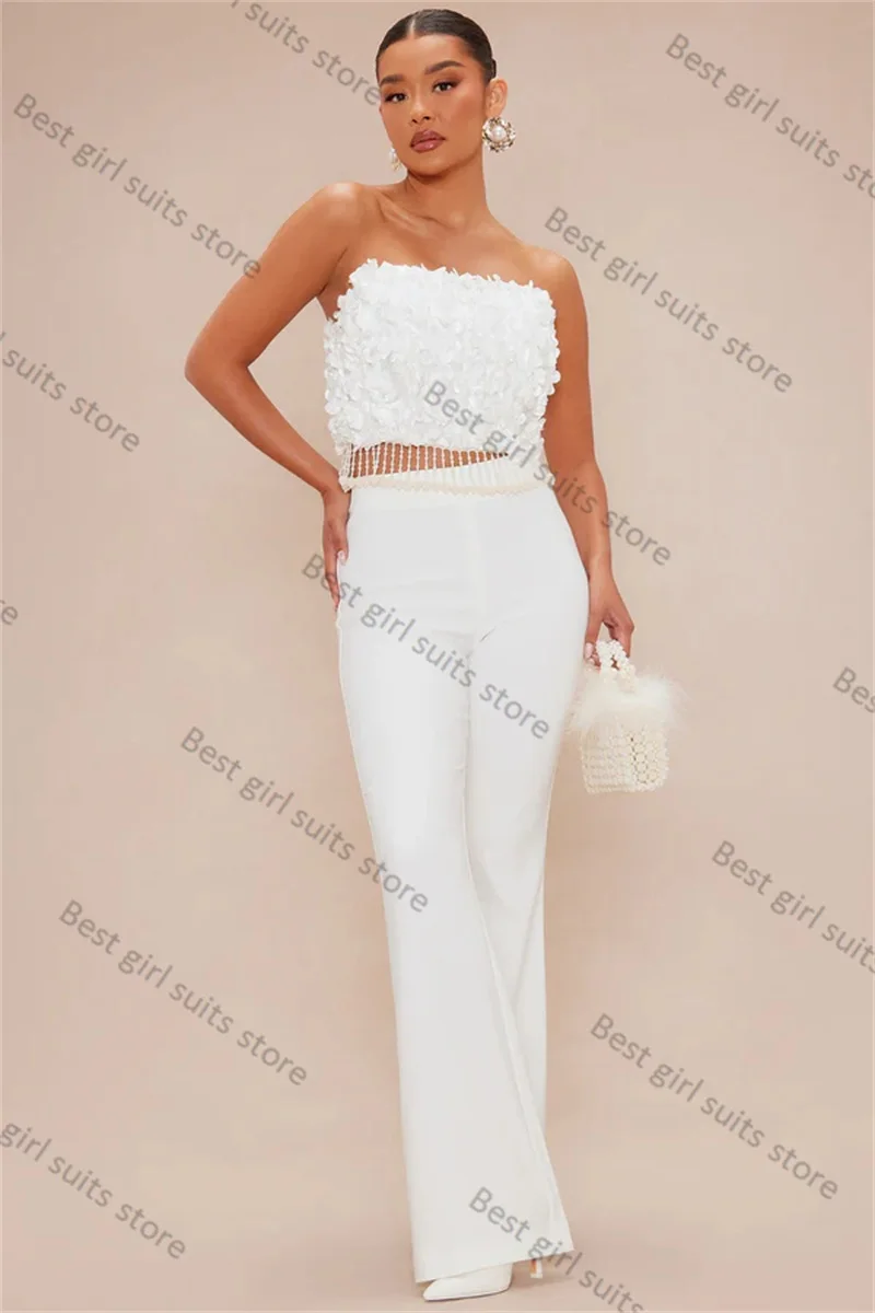 Sexy White Women Suit Set 2 Piece Strapless Blazer+Pants Formal Office Lady Jacket Customized 3D Flower Coat Prom Dress
Sexy White Women Suit Set 2 Piece Strapless Blazer+Pants Formal Office Lady Jacket Customized 3D Flower Coat Prom Dress