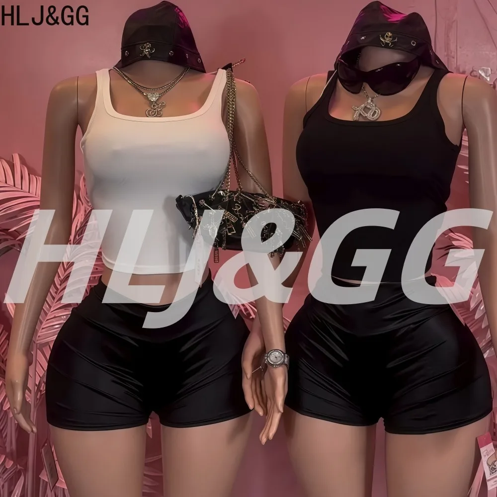 HLJ&GG Sexy Ribbing 2 Pieces Set for Woman Solid Color Sleeveless Backless Tanks Top + Leather Shorts Female Streetwear Bottoms
HLJ&GG Sexy Ribbing 2 Pieces Set for Woman Solid Color Sleeveless Backless Tanks Top + Leather Shorts Female Streetwear Bottoms