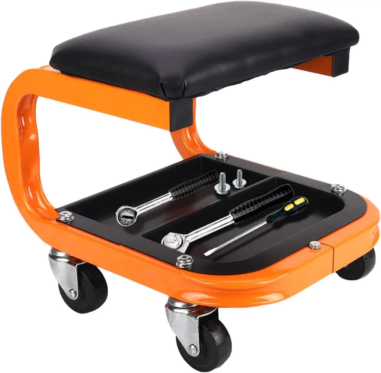 Heavy Duty Rolling Shop Stool with Wheels, 400LBS Capacity, Leather Cushion & Tool Tray
Heavy Duty Rolling Shop Stool with Wheels, 400LBS Capacity, Leather Cushion & Tool Tray