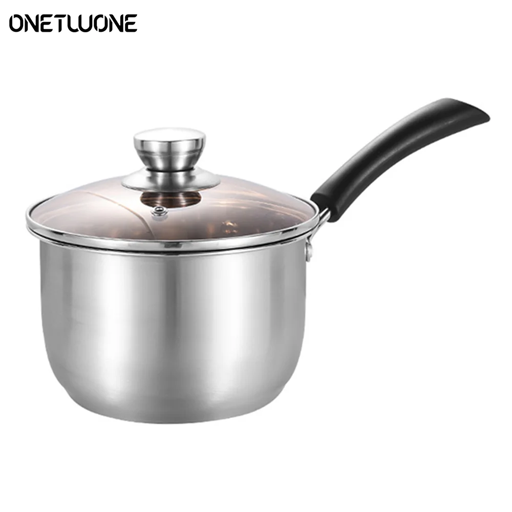 Кастрюля из нержавеющей стали 304 со стеклянной крышкой, горшок для молока, горшок для лапши, вок, детское питание, кастрюля 18 см для газовой плиты и индукционной плиты