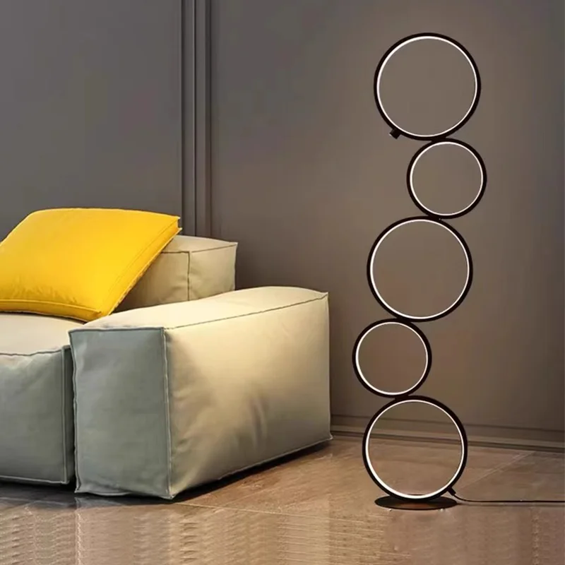 Modern minimalist living room floor lights 5-ring circular floor lights dimmable eye protection decoration bedroom LED lights
Modern minimalist living room floor lights 5-ring circular floor lights dimmable eye protection decoration bedroom LED lights