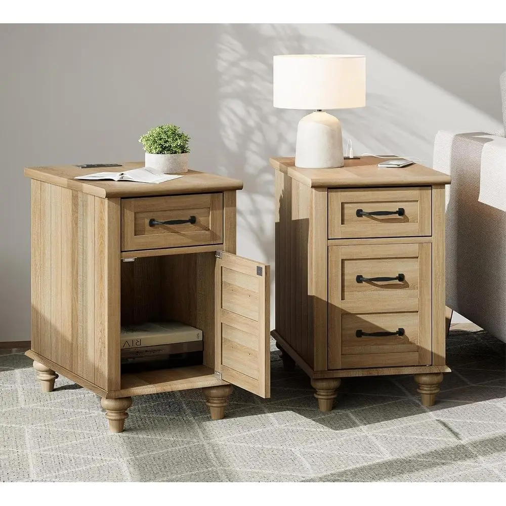 Set o 2 Bede Tables with Charging Station, Light Wood End Tables with Der, Narrow Nightstands with Cabinet, armhouse Night Stand
Set o 2 Bede Tables with Charging Station, Light Wood End Tables with Der, Narrow Nightstands with Cabinet, armhouse Night Stand