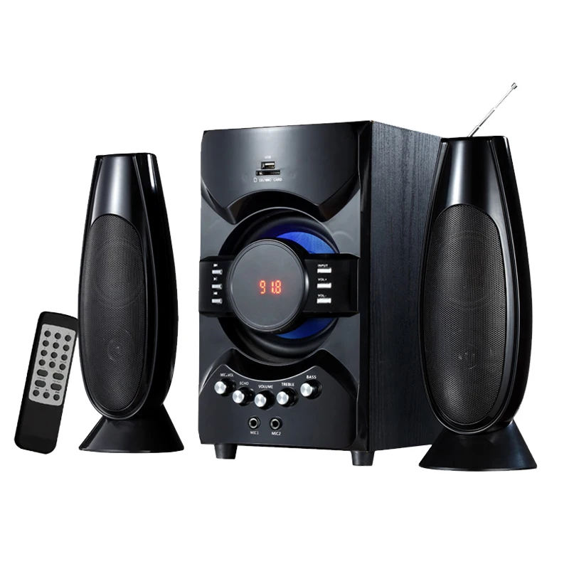 2.1 Subwoofer Home Theater System with Microphone Support USB/SD/FM/VFD Display Multimedia Wireless Bluetooth Speakers
2.1 Subwoofer Home Theater System with Microphone Support USB/SD/FM/VFD Display Multimedia Wireless Bluetooth Speakers