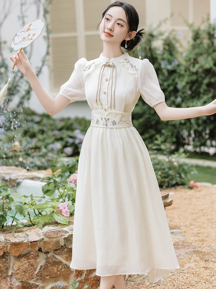 Retro Chinese Sle Summer Dr Rich Fly Daughter Study Abroad Clothing A-Line Skirt Polyester Fiber round Ne ort Sve
Retro Chinese Sle Summer Dr Rich Fly Daughter Study Abroad Clothing A-Line Skirt Polyester Fiber round Ne ort Sve