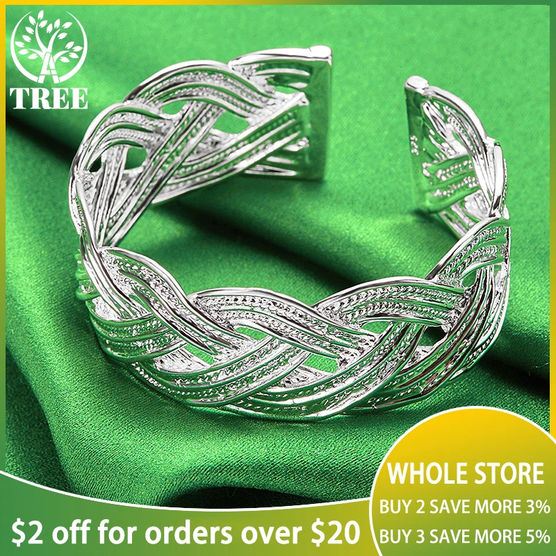 925 Sterling Silver Adjustable Weave Cuff Bangles Bracelet High Quality Gift Jewelry For Woman Man Christmas Wedding Engagement
925 Sterling Silver Adjustable Weave Cuff Bangles Bracelet High Quality Gift Jewelry For Woman Man Christmas Wedding Engagement