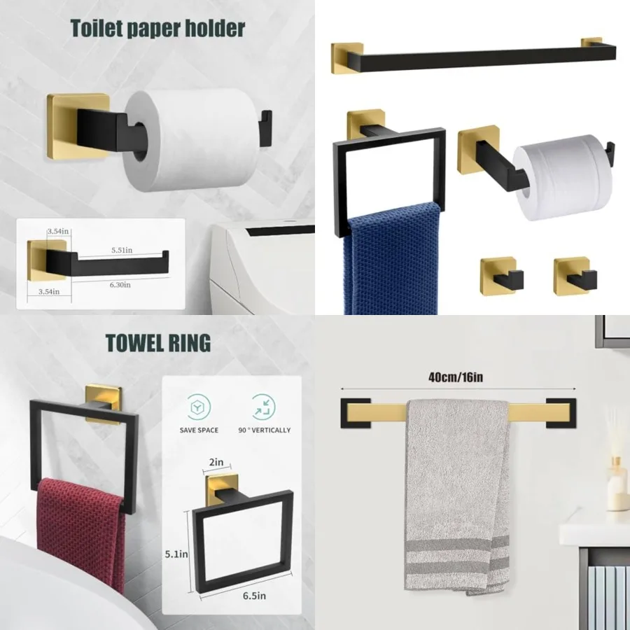 5 Pcs Towel Bar Set - Bathroom Accessories with 2 Towel Hook, Staless Steel Wall Mounted Bathroom Towel Rack Set - Square ch
5 Pcs Towel Bar Set - Bathroom Accessories with 2 Towel Hook, Staless Steel Wall Mounted Bathroom Towel Rack Set - Square ch