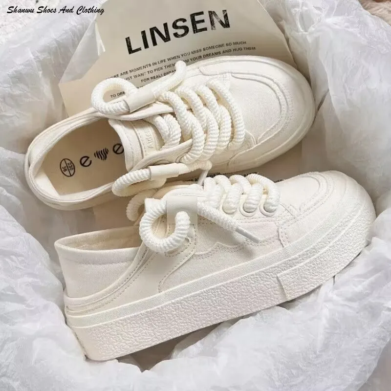 2024 New Lace-up Vulcanized platform shoes Autumn Women's White Canvas Sneaker All-match Round Toe Flat Casual Outdoor Running
2024 New Lace-up Vulcanized platform shoes Autumn Women's White Canvas Sneaker All-match Round Toe Flat Casual Outdoor Running