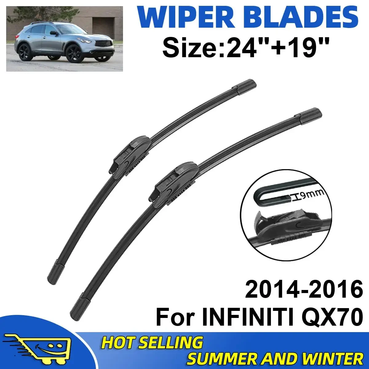2PCS Wiper Blades Set Kit For INFINITI QX70 2014-2016 Front Windshield Brushes Windscreen Window Accessories
2PCS Wiper Blades Set Kit For INFINITI QX70 2014-2016 Front Windshield Brushes Windscreen Window Accessories