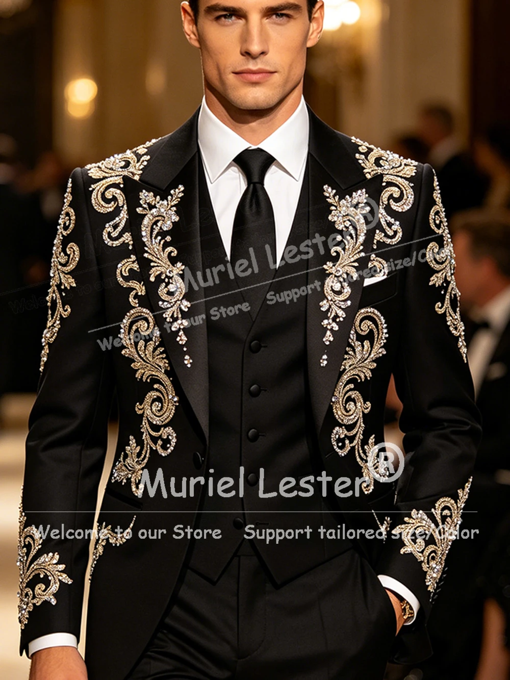 Luxury Rhinestone Beading Men Suit 3 Piece Sets Groom Birthday Tuxedos Customized Male Prom Blazers Slim Fit Wedding Ropa hombre
Luxury Rhinestone Beading Men Suit 3 Piece Sets Groom Birthday Tuxedos Customized Male Prom Blazers Slim Fit Wedding Ropa hombre