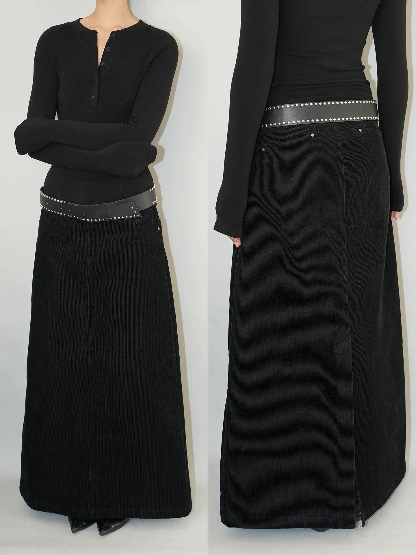 AIRROOM Dark Retro Corduroy Long Minimalist Split Commute Skirt Versatile Design Straight Cut Women's Fashion City Casual
AIRROOM Dark Retro Corduroy Long Minimalist Split Commute Skirt Versatile Design Straight Cut Women's Fashion City Casual