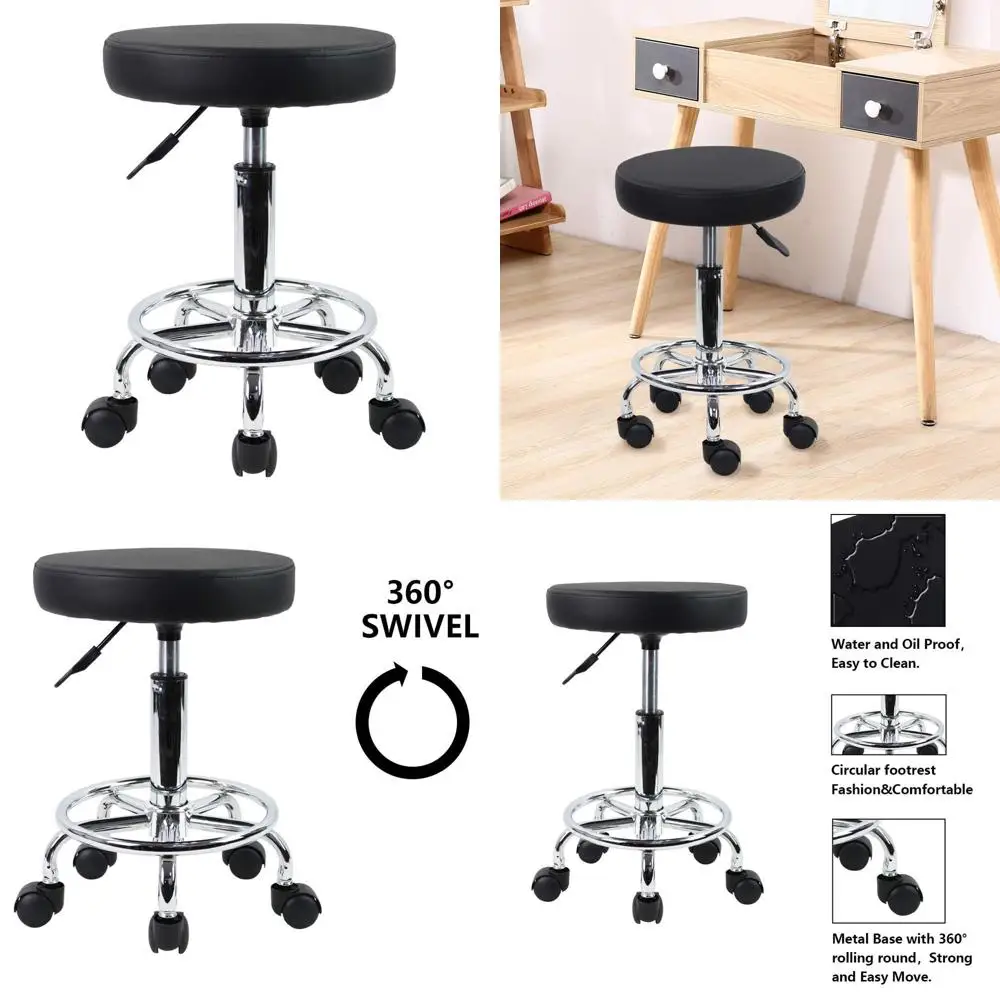 Round Swivel PU Leather Stool with Footrest, Height Adjustable for Spa, Tattoo, Office, and Massage Chairs (Black)
Round Swivel PU Leather Stool with Footrest, Height Adjustable for Spa, Tattoo, Office, and Massage Chairs (Black)