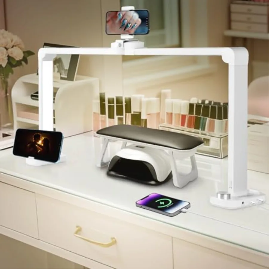 Foldable Nail lamp for Desk: Large Wide Half Moon Light with Phone Holder for Nail Salon Technicians - No Glare Craft Desk Ligh
Foldable Nail lamp for Desk: Large Wide Half Moon Light with Phone Holder for Nail Salon Technicians - No Glare Craft Desk Ligh