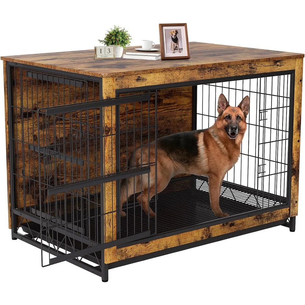 Dog Crate Furniture, 44.1" Wooden Dog Kennel Indoor with 2 Doors, Heavy-Duty Dog Cage with Removable Tray, End Side Table, Mode
Dog Crate Furniture, 44.1" Wooden Dog Kennel Indoor with 2 Doors, Heavy-Duty Dog Cage with Removable Tray, End Side Table, Mode