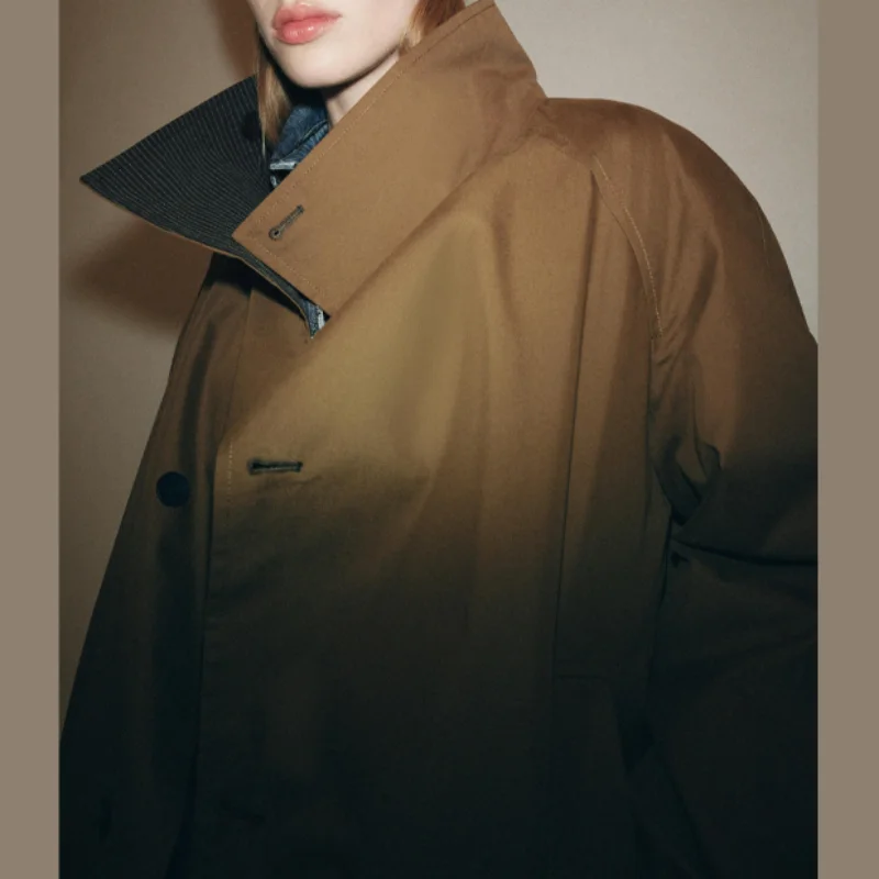 Women Double-sided Stand Collar Short Jacket Retro Simple Casual Coat Female Trendy Chic Cozy Coats 2025 Autumn New Outwear 
Women Double-sided Stand Collar Short Jacket Retro Simple Casual Coat Female Trendy Chic Cozy Coats 2025 Autumn New Outwear