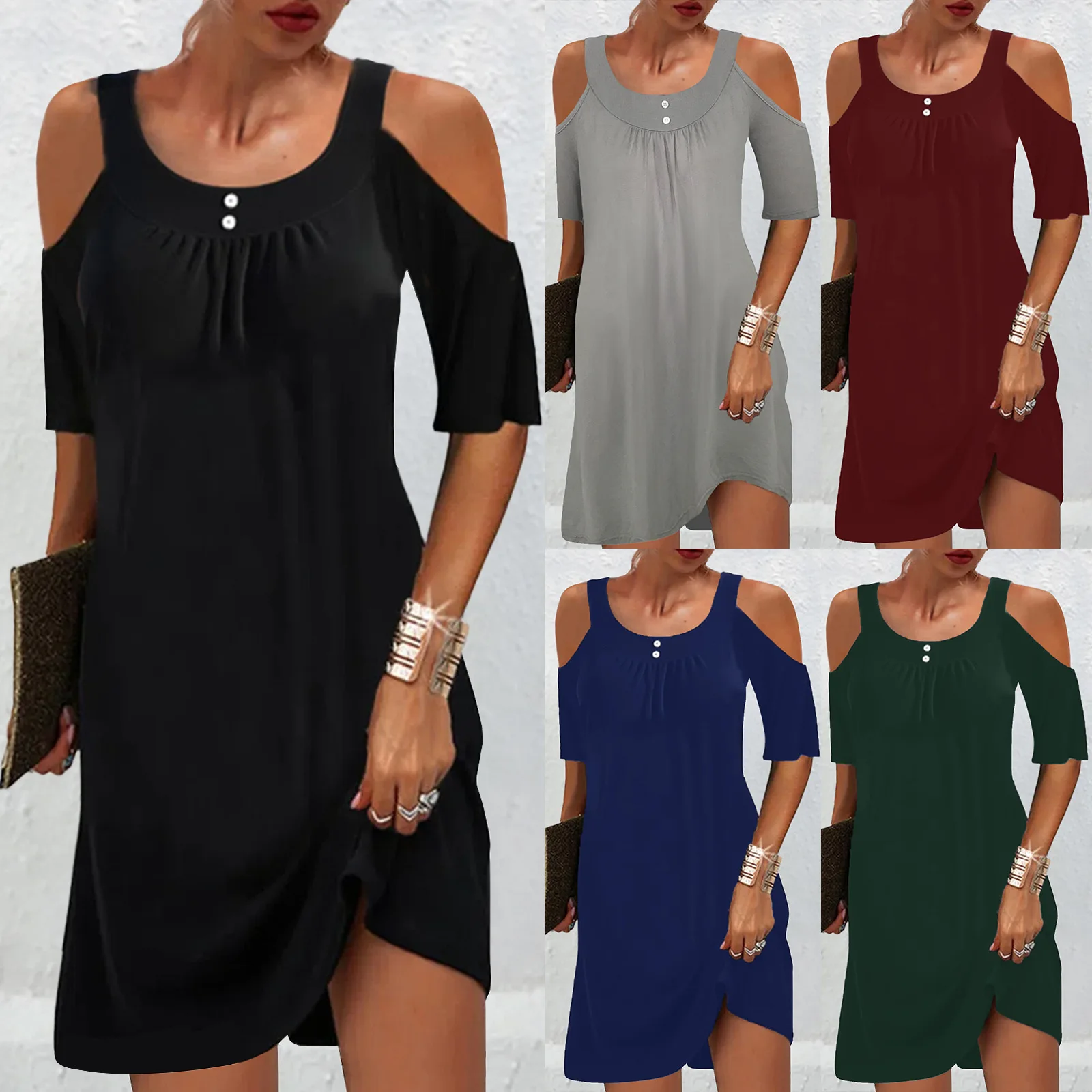 Fashion Summer Elegant Women's Solid Color Casual Loose Dress Knee Length Short Sleeve Sexy O-Neck Pullover Sling Party Dresses
Fashion Summer Elegant Women's Solid Color Casual Loose Dress Knee Length Short Sleeve Sexy O-Neck Pullover Sling Party Dresses