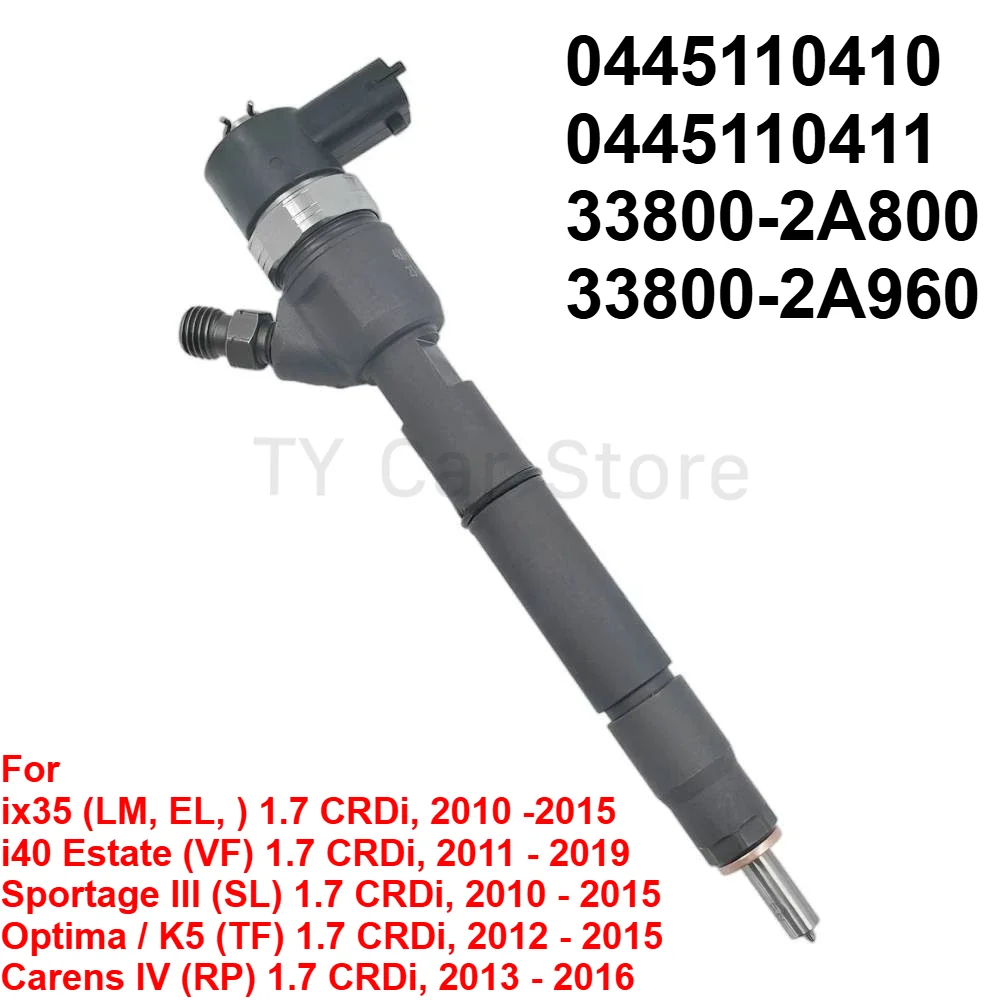 0445110411 33800-2A800 0445110410 New Diesel Fule Injector For KIA Carens Optima K5 Sportage Hyundai i40 ix35 1.7L CRDi 10-19
0445110411 33800-2A800 0445110410 New Diesel Fule Injector For KIA Carens Optima K5 Sportage Hyundai i40 ix35 1.7L CRDi 10-19