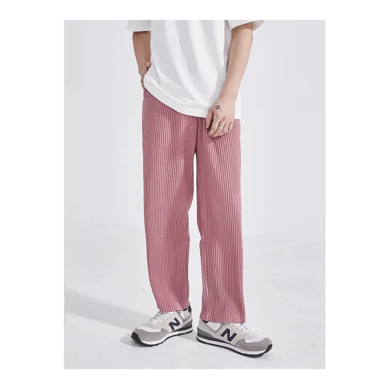 Miyake Pleated Men's Pants Summer Straight Crop Drop Pink Straight Long Pants Men's Retro Trendy Street Style Men's Pants
Miyake Pleated Men's Pants Summer Straight Crop Drop Pink Straight Long Pants Men's Retro Trendy Street Style Men's Pants