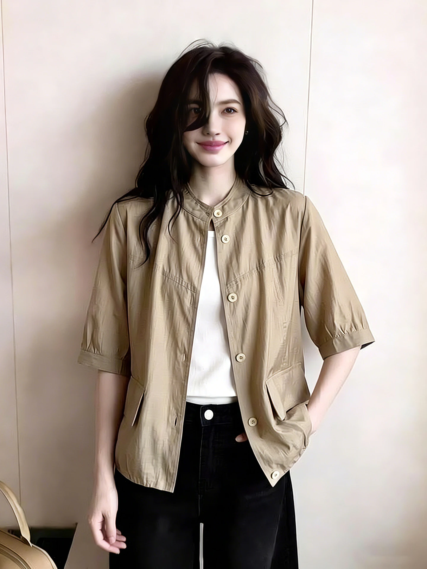 Casual Loose Short Sleeve Single Button Women's Shirt Spring Summer Fashion Commute Style Sun Protection Clothing Poetic Lin
Casual Loose Short Sleeve Single Button Women's Shirt Spring Summer Fashion Commute Style Sun Protection Clothing Poetic Lin